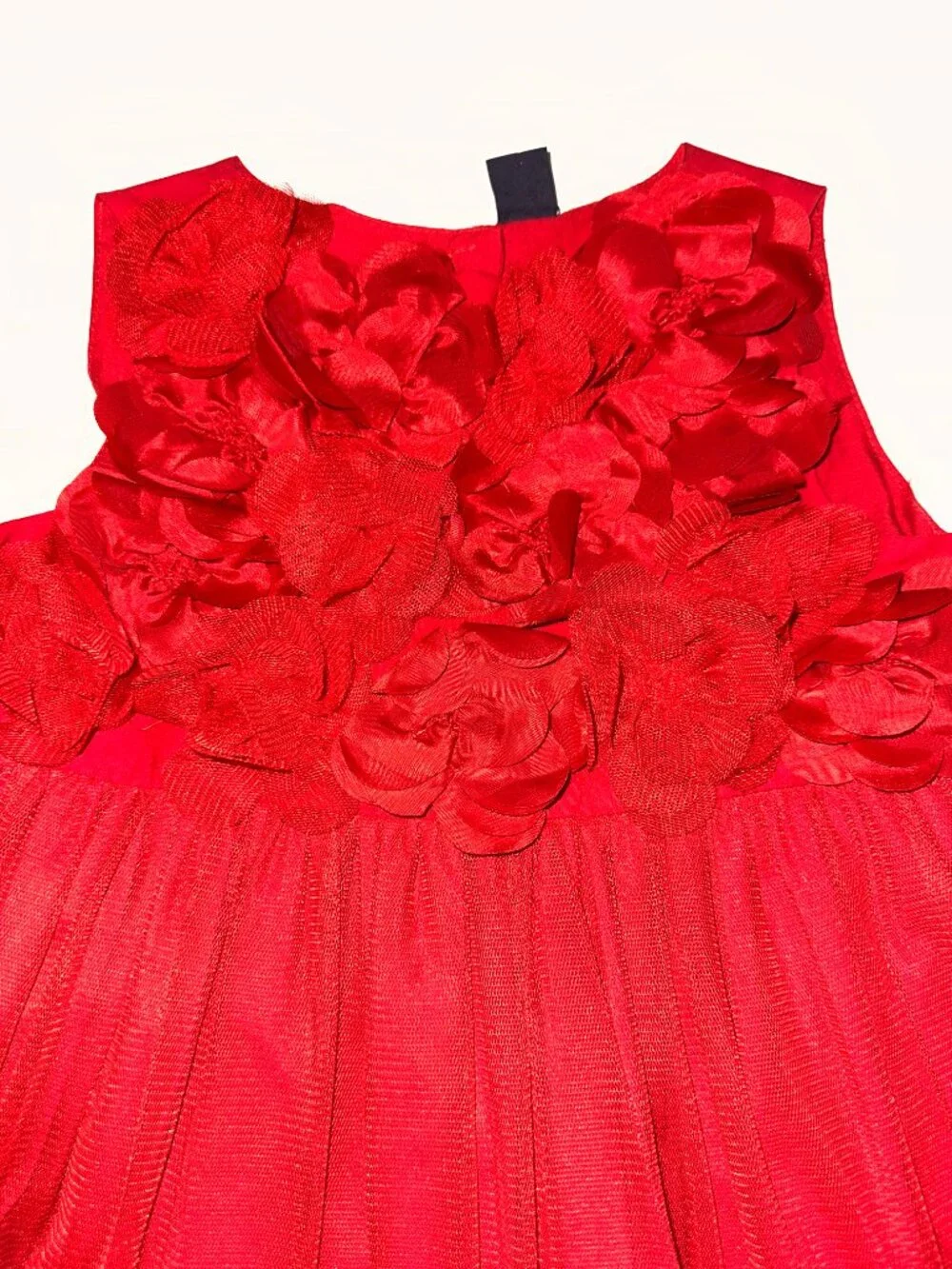 BABY GAP RED TULLE OVERLAY w/ PETAL FLOWERS BODICE-SLEEVELESS DRESS Sz 5 5T #648